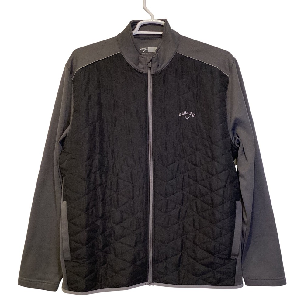 Callaway Black Gray Quilted‎ Jacket Athletic Golf Fleece - XL